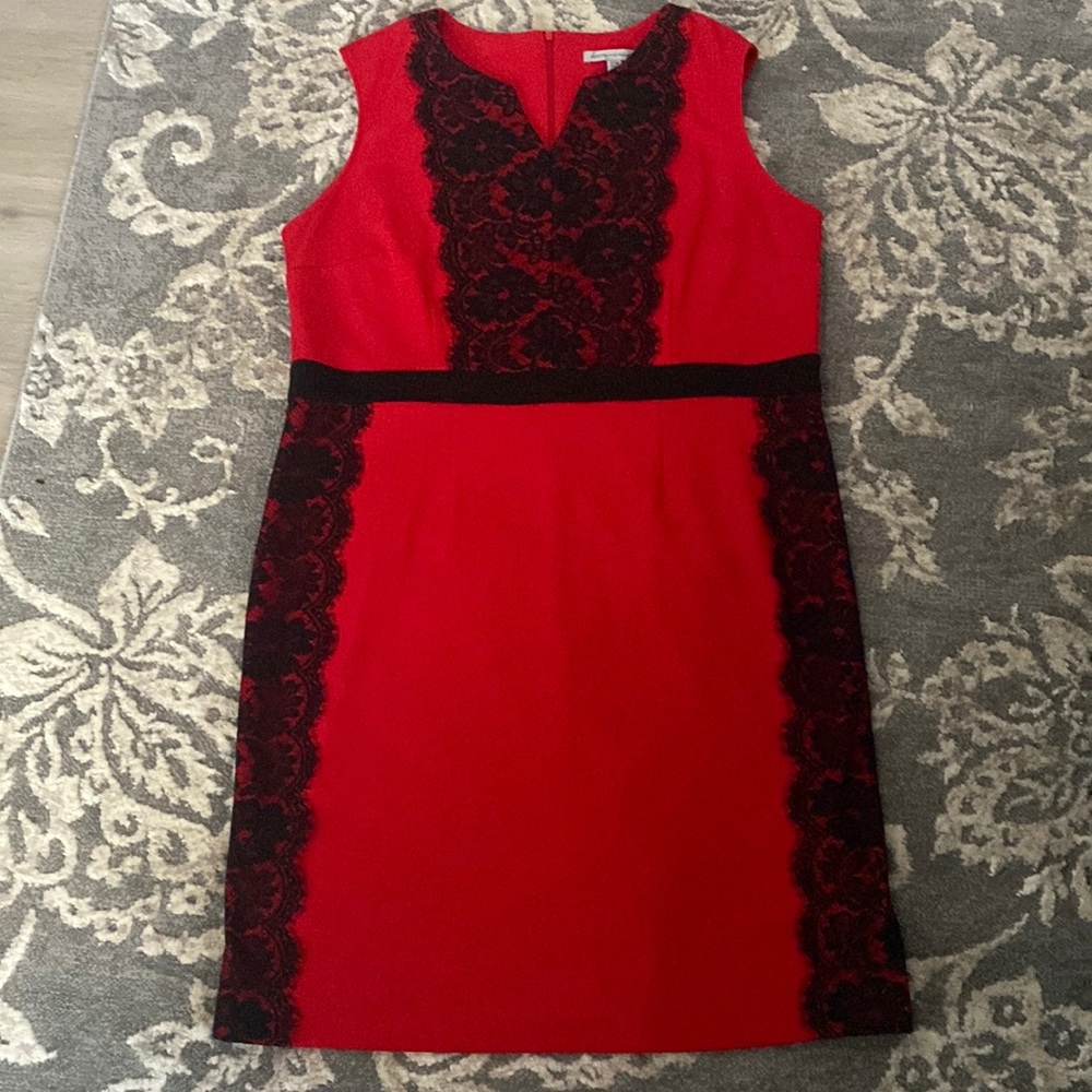 Danny & Nicole Red & Black Sheath Dress, Sleeveless, Size 20
